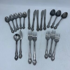 Vtg Ekco Eterna Beaumont Flatware Set 20pc Farmhouse Cottage Floral Japan MCM